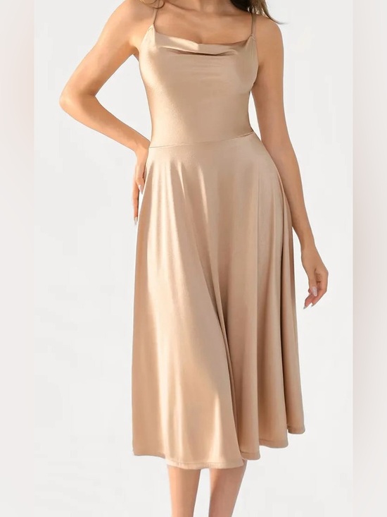 Popilush Dresses & Skirts - Shapewear Strappy Cowl Neck Fit
& Flare Midi Dress